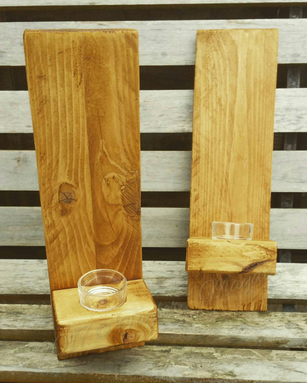 Wall mounted tea light holders, upcycled natural wooden holder, candle holder, reclaimed wood, wall holders, handmade tealight holders