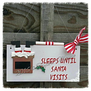 Santa countdown plaque, Christmas chalkboard, personalised xmas calendar, kids Father Christmas decoration, Christmas eve, handmade