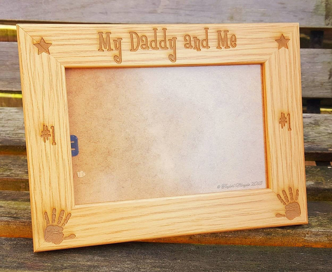 Daddy & me, Father's day frame, gift for grandad, personalised birthday gift, new baby frame, wooden picture new dad, engraved anniversary