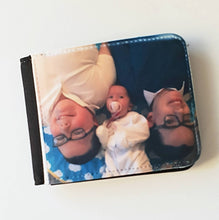 Load image into Gallery viewer, Personalised wallets, mens card holder, Fathers day, Birthday gifts, picture wallets, new dad, new baby, anniversary ideas, wedding, usher,
